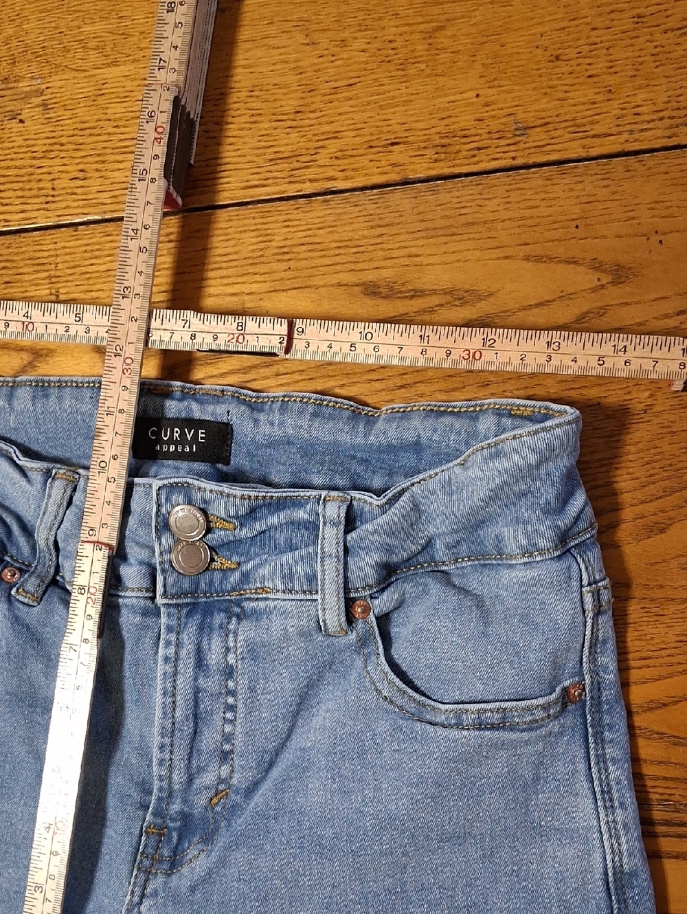 CURVE APPEAL Jeans Womens 2/26 BLUE WIDE LEGS ?? Pants Preowned Used - Picture 3 of 5